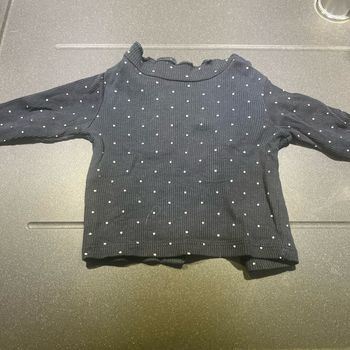 Pull bleu pois blanc