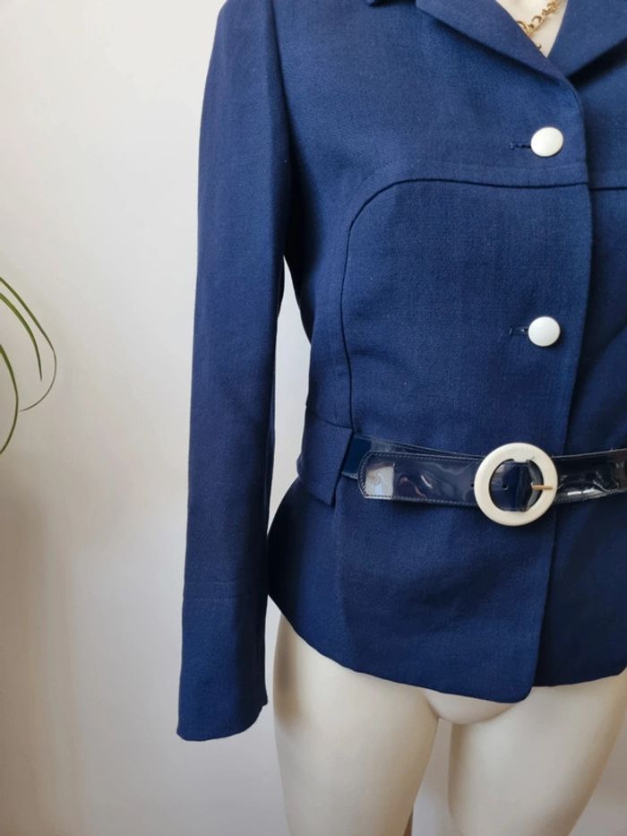 Veste en laine bleu marine annee '70 - photo numéro 9