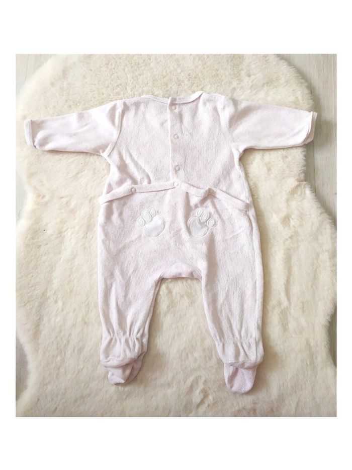 Pyjama bébé grenouillère rose pâle Cocoon La Redoute taille 3 mois en velours - photo numéro 3