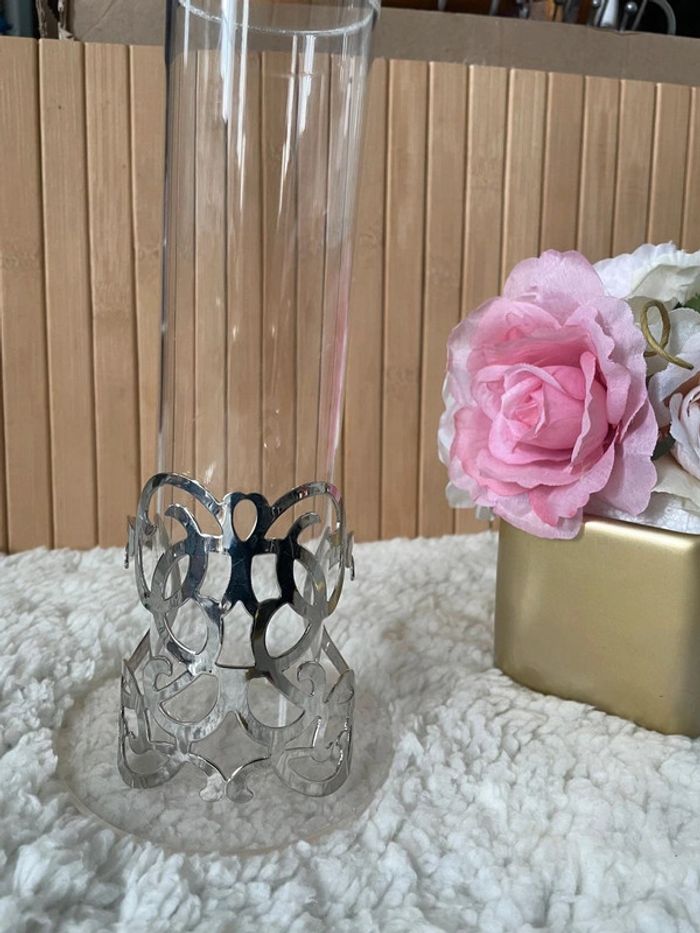 Bracelet Manchette en acier inoxydable argenté motif arabesque. - photo numéro 5