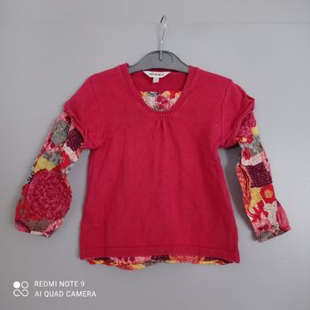 Pull rouge bi-matière 2ans