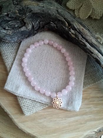 Bracelet quartz rose naturel et fleur de vie