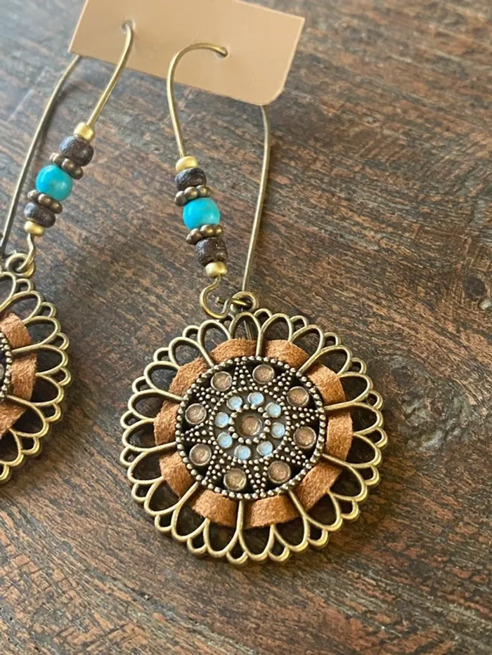 Magnifiques boucles d’oreilles colorées avec fleurs - photo numéro 4
