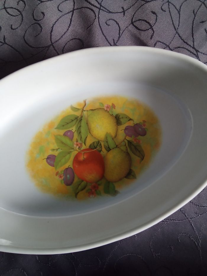 2  petits plats ovales, décor : fruits - photo numéro 5