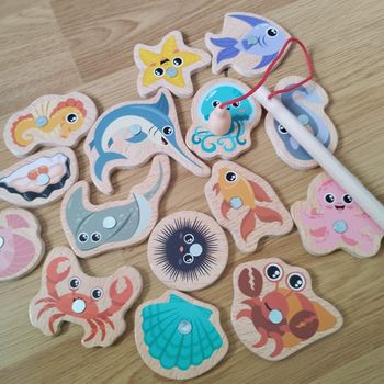 Jeux jouets enfants motricité fine pêche poisson aimant bois