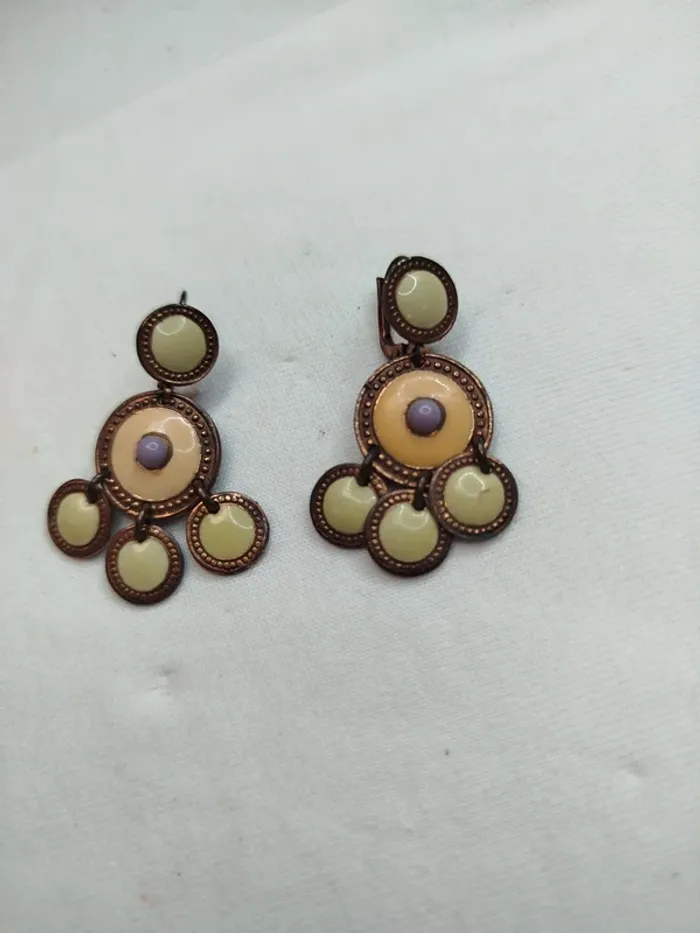 Boucle d'oreille argenté Femme - Gas - avec médaillons, pièces, pampilles - pastel - photo numéro 2