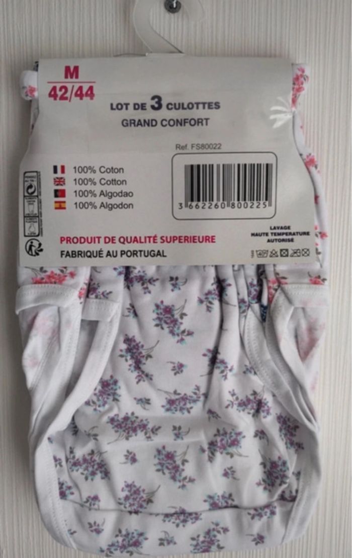 Lot de 3 culottes fleuries coton taille M/L - photo numéro 2