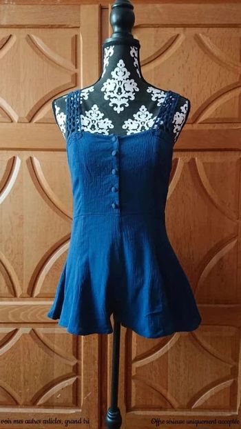 Combi short bleue marine taille 36 by Peter Jensen 100% coton