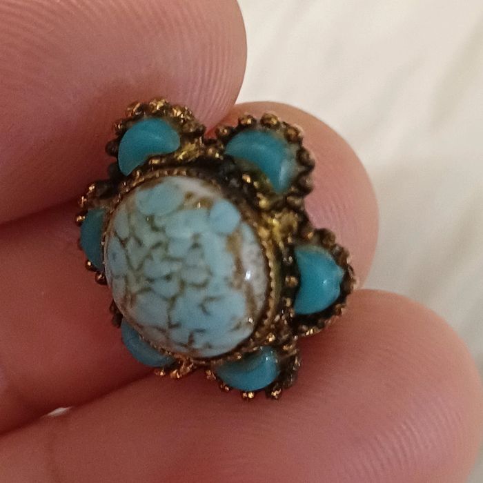 Boucles d'oreilles vintage turquoise - photo numéro 5