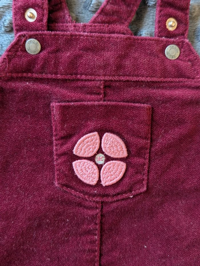 robe salopette bébé obaibi - velours épais - taille 3 mois - neuve - photo numéro 2