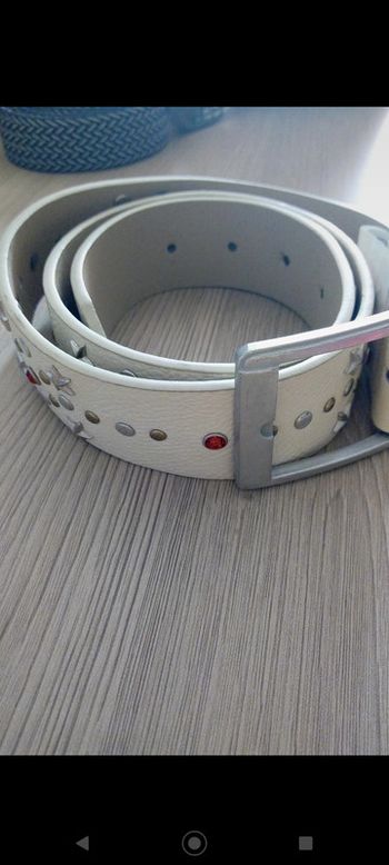 Ceinture blanche crème toiles et strassé neuve