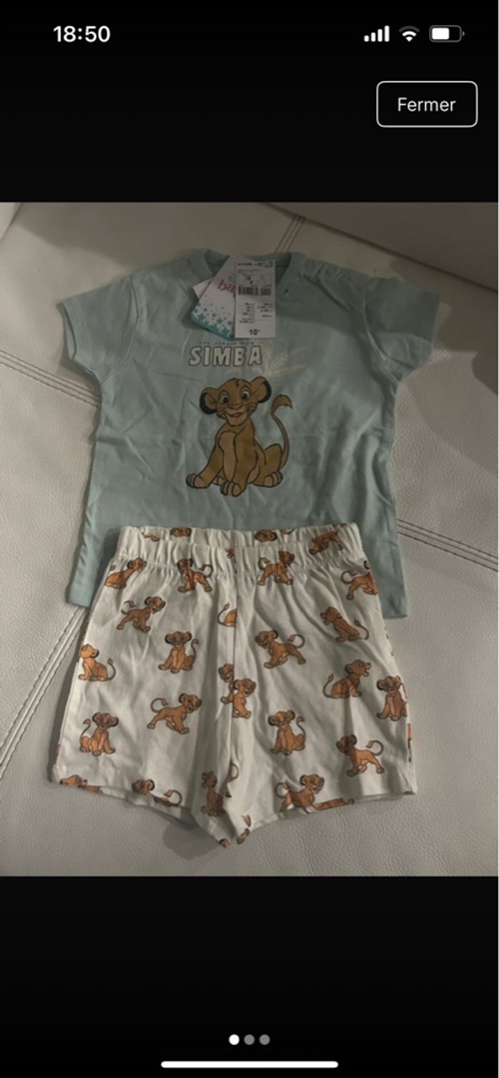 Pyjama short roi lion Disney 18 mois - photo numéro 1