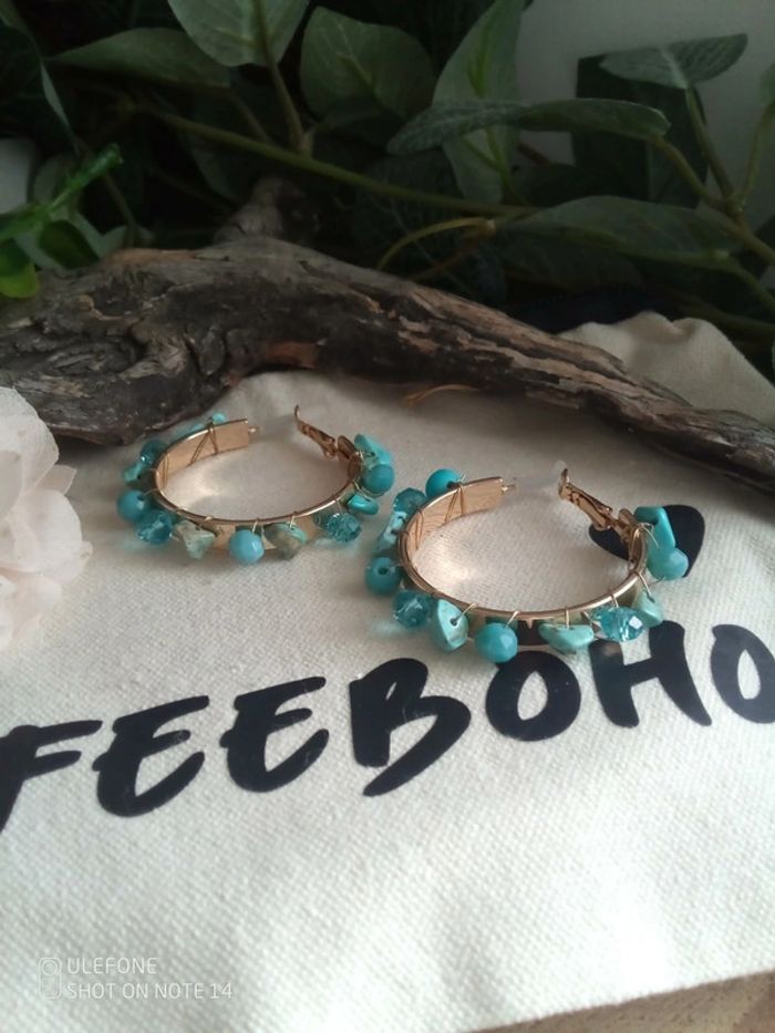 Créoles bleues turquoises - photo numéro 2