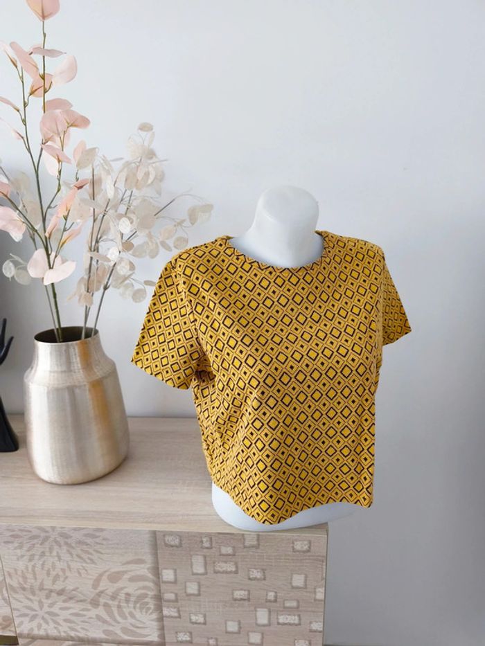 Haut court texturé moutarde Mango - photo numéro 2