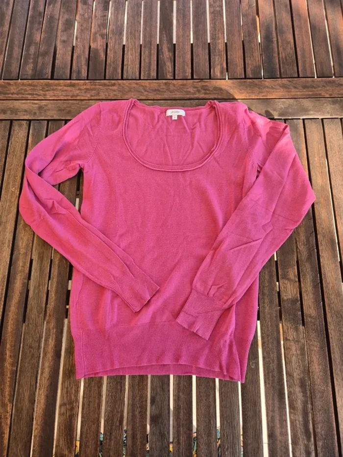 Top en mailles Phildar rose T.38 - photo numéro 3