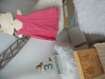 Jolie robe été Obaibi legere rose ouverture arriere complet bébé fille 3 mois 60cm