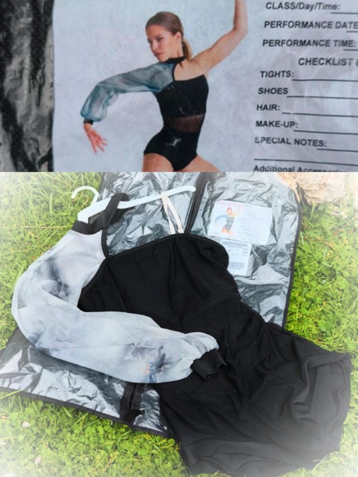 Costume scène body 36 s danse dance Aubrey noir black curtain call ame move patinage gymnastique