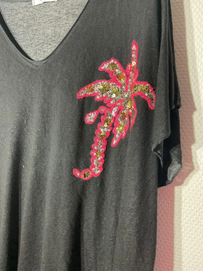 T-shirt « palmier » femme taille unique (38-44)- new sunshine - neuf avec étiquette - photo numéro 2