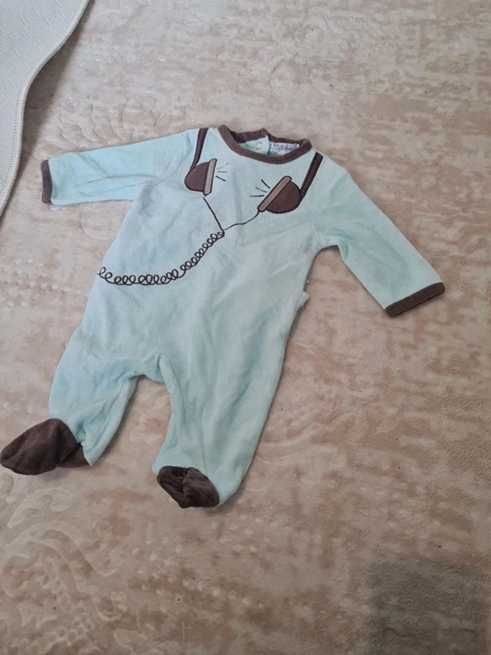 Pyjama 1 mois très bon etat bleu turquoise - photo numéro 3