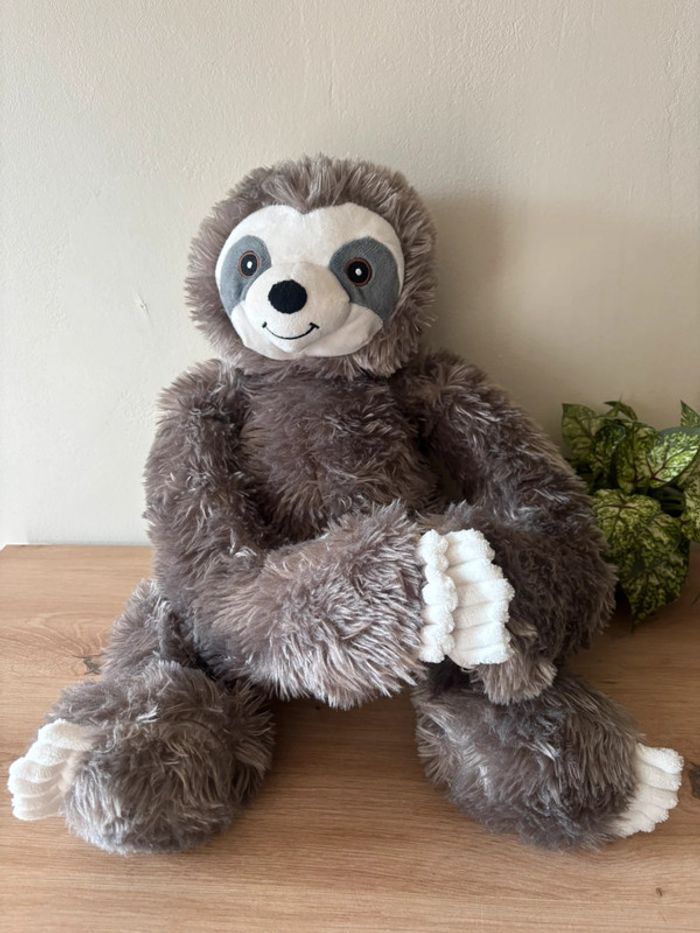 Doudou peluche paresseux gris blanc zd trading action - photo numéro 2