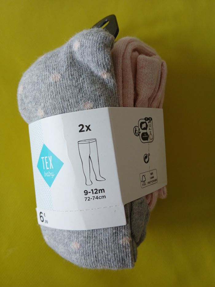 lot de deux paires de collants fille 9/12 mois