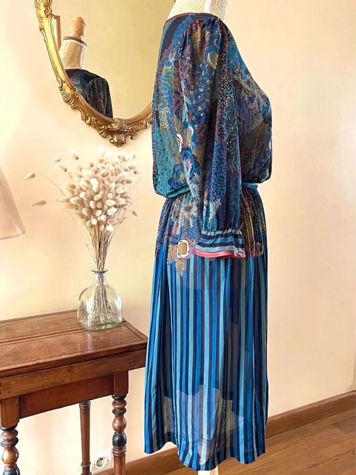 Robe à Motifs végétal panthère plissé Multi-Couleurs vintage - photo numéro 7