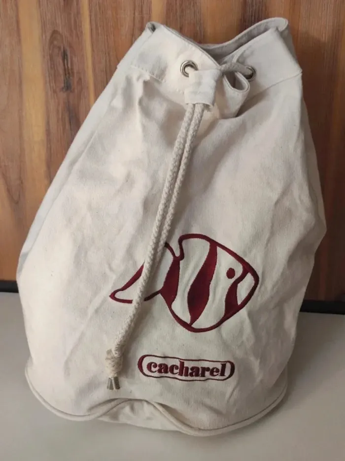 Sac seau crème poisson bordeaux / Cacharel - 35×30cm - photo numéro 3