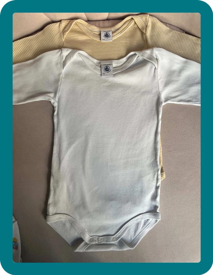 Lot 3 bodies manches longues mixte 12 mois - Petit Bateau - photo numéro 5