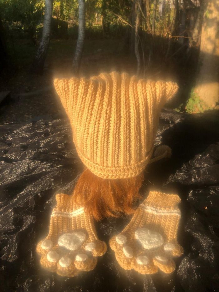 Bonnet  gants chat - photo numéro 3