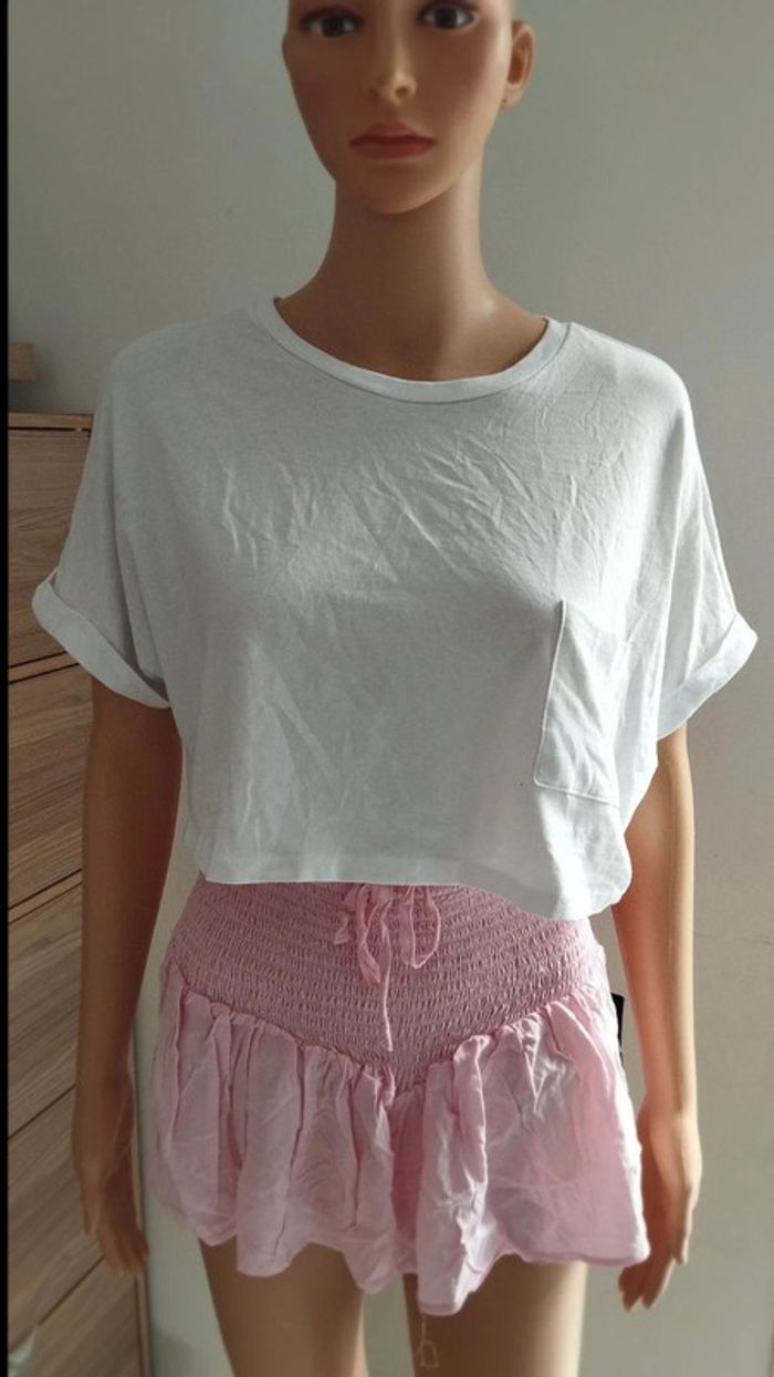 Tee shirt blanc court avec poche taille m Ardene Femme - photo numéro 2