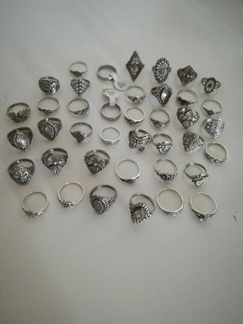 Lot de 40 bagues métal vieillie argenté