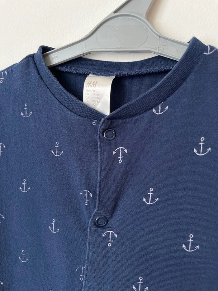 Combinaison courte bleu marine ancres - H&M 92cm (2-3ans) - photo numéro 3