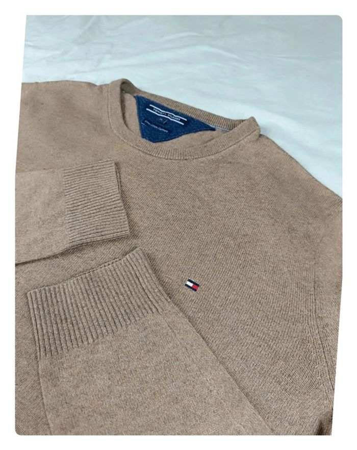 Pull cachemire Tommy Hilfiger marron clair sable M - photo numéro 3