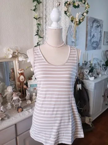 Debardeur rayures creme/blanc Women Only T4 Neuf