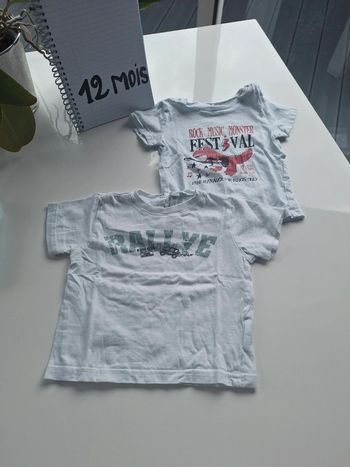 Lot 2 tee-shirts 12 mois Alphabet et kimbaloo