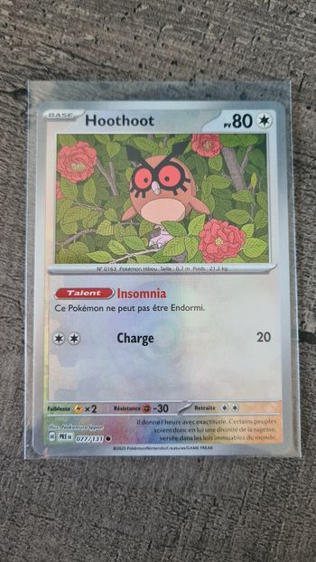 Carte pokemon Hoothoot 077/131 reverse pokeball FR 