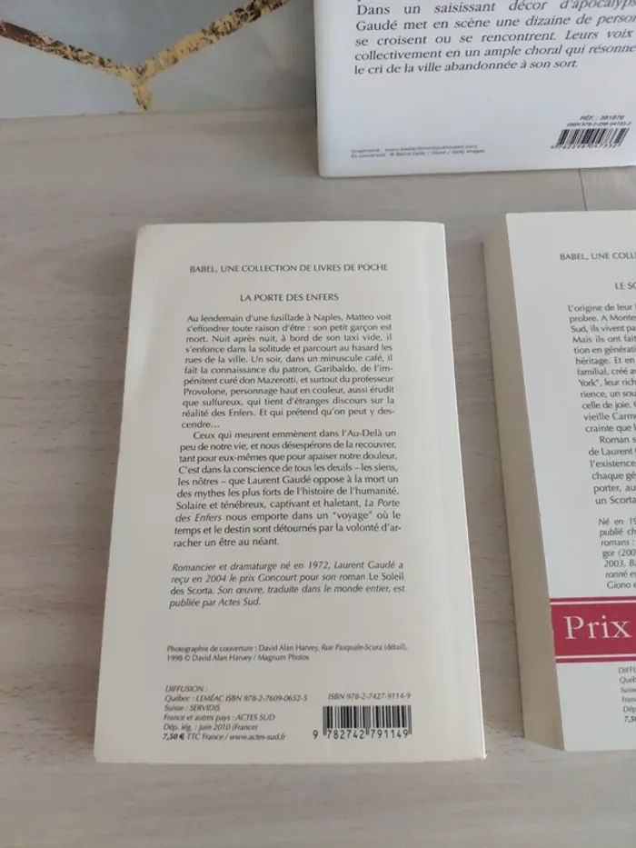 Lot 3 livres Laurent Gaudé soleil des Scorta porte des enfers ouragan - photo numéro 2