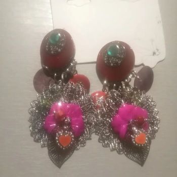 🌸Boucles d'oreilles à clips argentées et violet "Ikita" Neuves 🌸