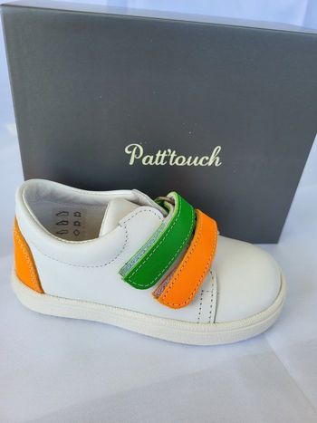 Chaussures Tennis garçon en cuir blanc/orange P22