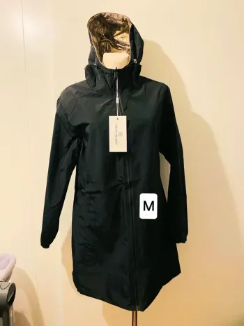 Manteau parka femme imperméable réversible long souple noire doré léopard taille M