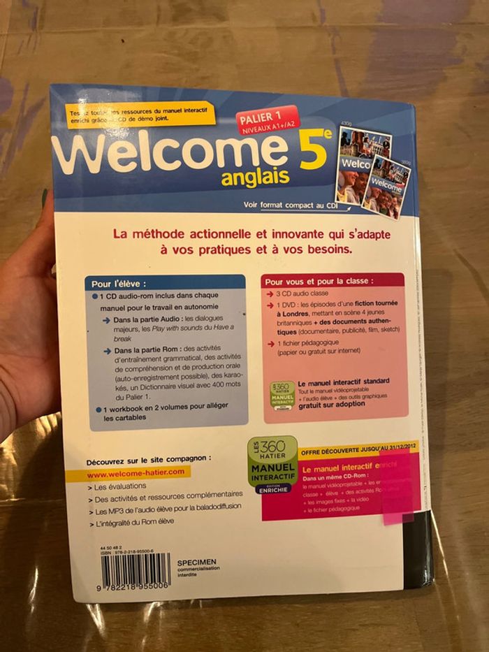 Livre welcome anglais 5e - photo numéro 2
