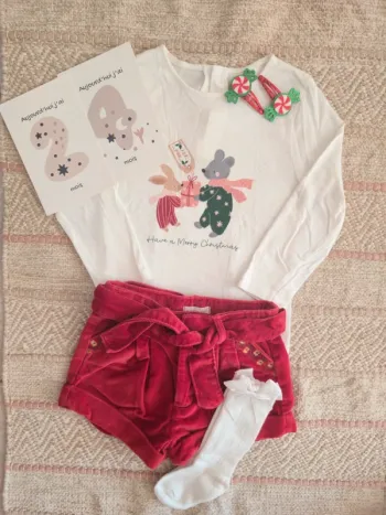Ensemble 4 pièces Noël rouge blanc 24 mois