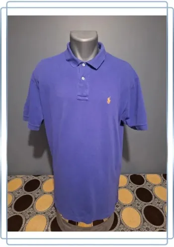 Polo Ralph Lauren violet  - taille L  homme - 100% coton- logo brodé orange (364)