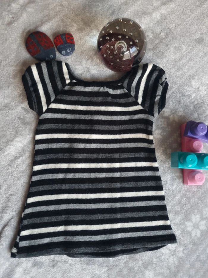 Robe rayée blanc/gris/noir - photo numéro 2