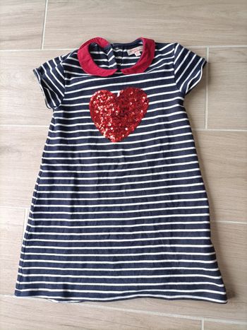 Robe marinière 8 ans fille Du pareil au même manches courtes sequins TBE