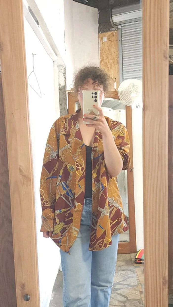 Jolie chemise vintage fluide et légère motifs chaines - photo numéro 4