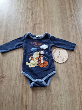 Body Bébé 6 Mois Disney 🍯 Winnie l'Ourson et Tigrou 🐅 - Bleu Marine