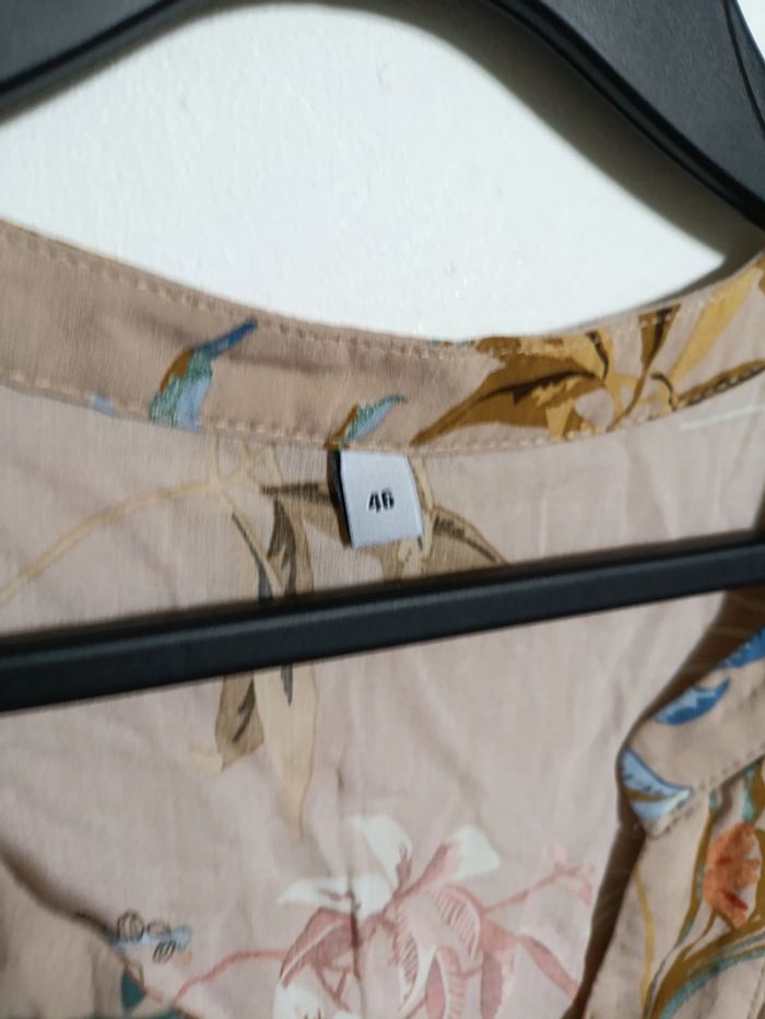 Haut fluide fleuri beige vintage chemise - photo numéro 3