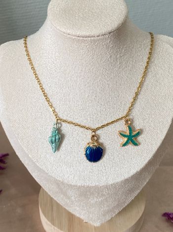 Collier en acier inoxydable style marin pendentifs coquillage et étoile de mer