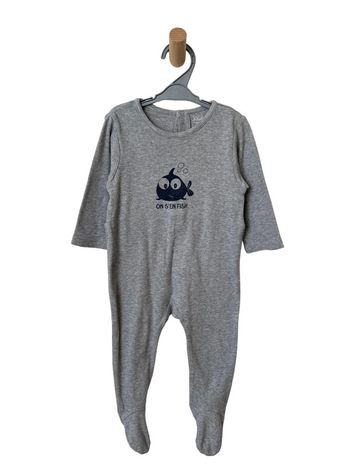 Pyjama / dors-bien en coton gris "On s'en fish" - Kimbaloo 18 mois